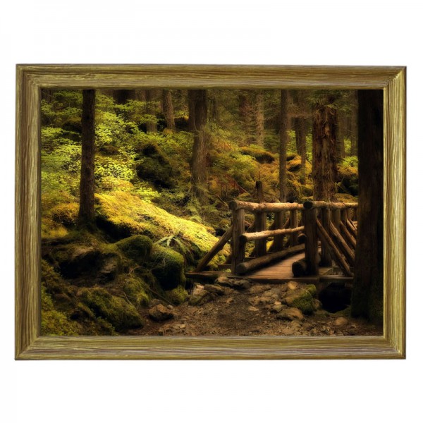 Картина обогреватель «Мостик в лесу» в рамке ПВХ 70X90 см. (0.5 кВт.)